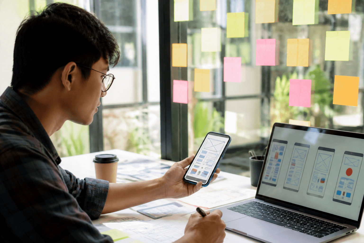 Startup product planning on a laptop