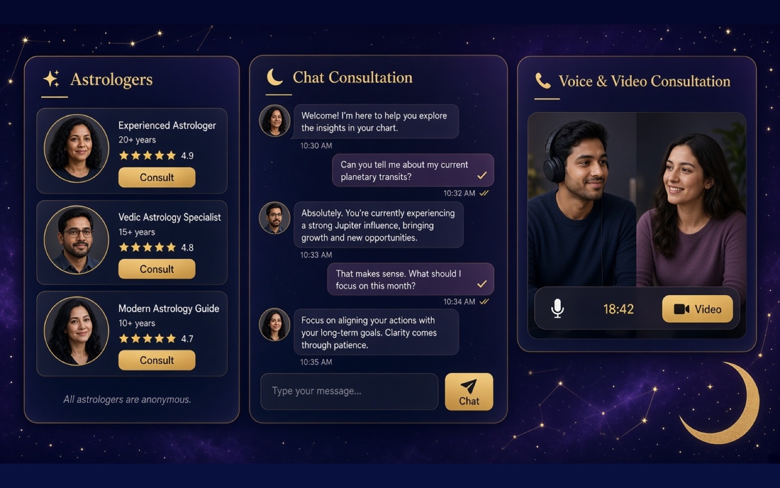 Astrology Consultation Platform illustrative mockup