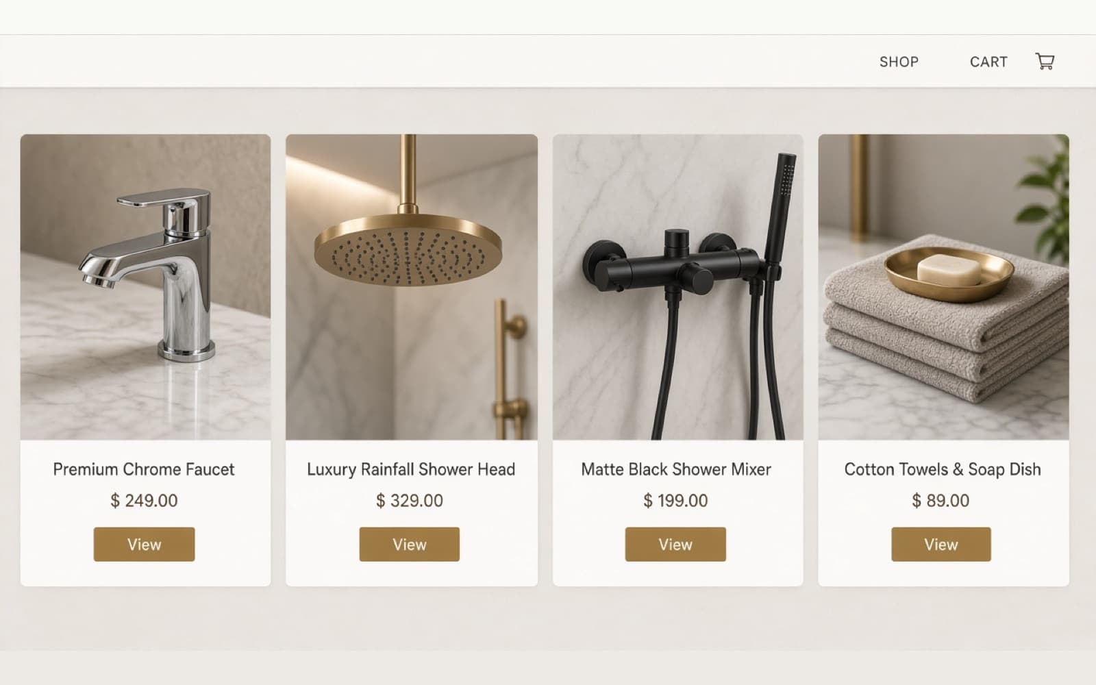 Bathware E-commerce Website illustrative mockup