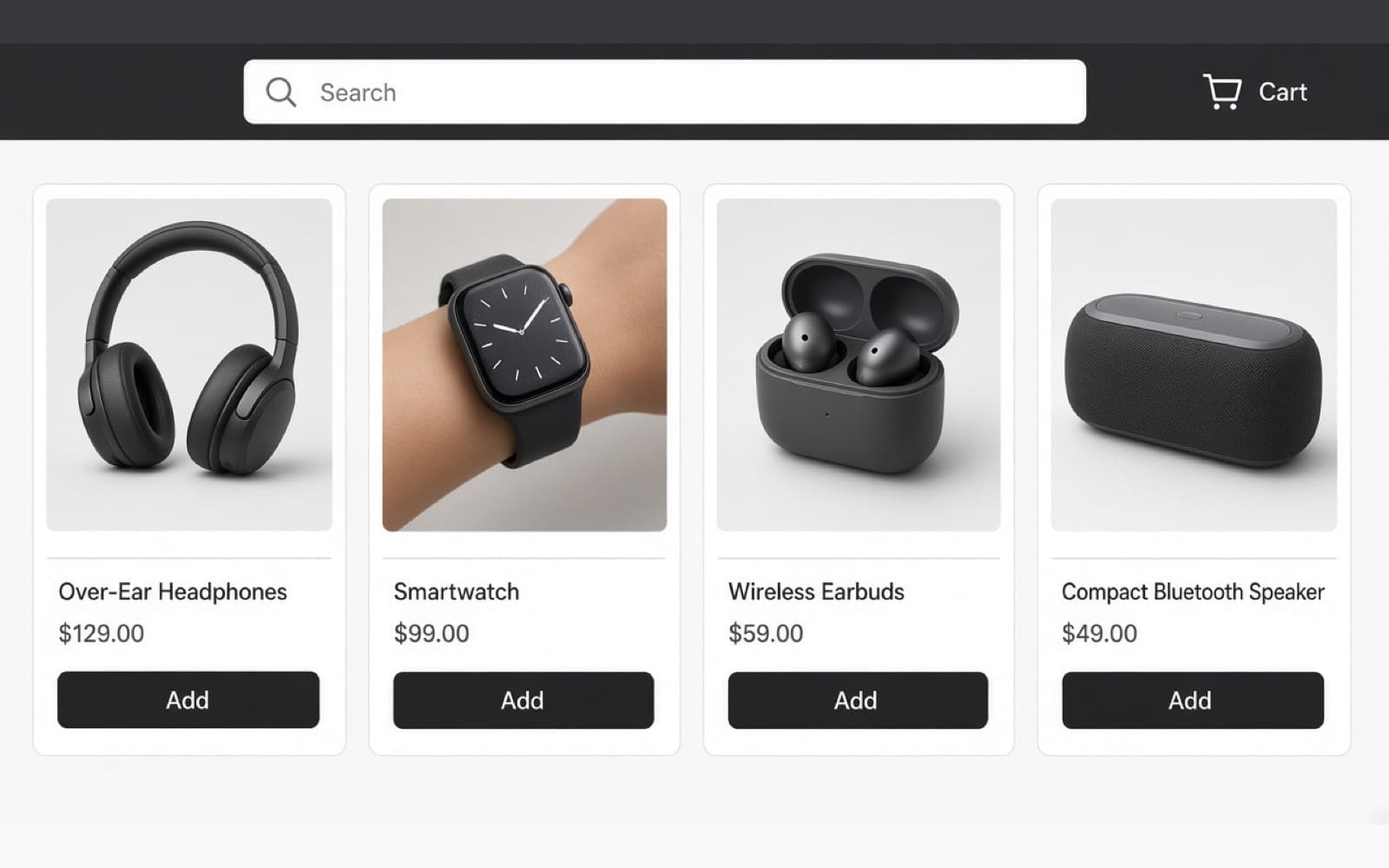 Electronics E-commerce Website illustrative mockup