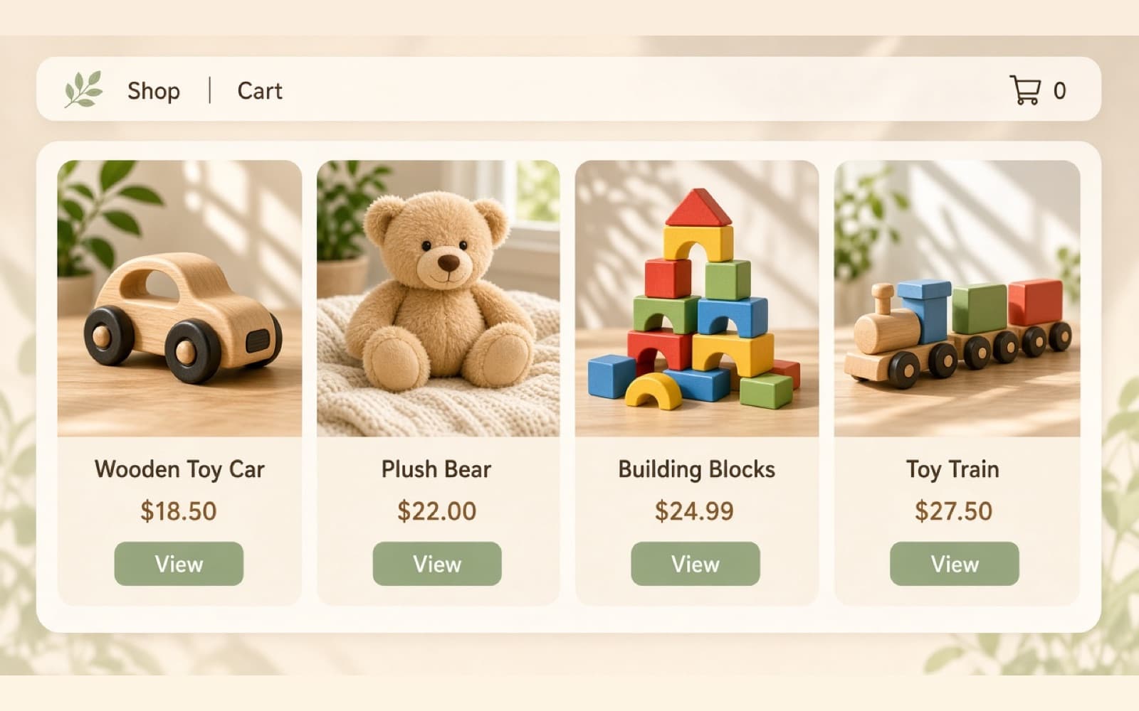 Toys E-commerce Website illustrative mockup